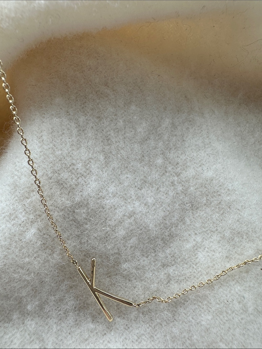 Initial K Pendant Necklace in Gold Tone